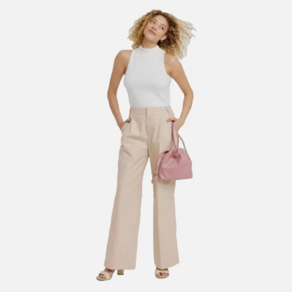 Women's High-Rise Wide Leg Pants - A New Day Tan